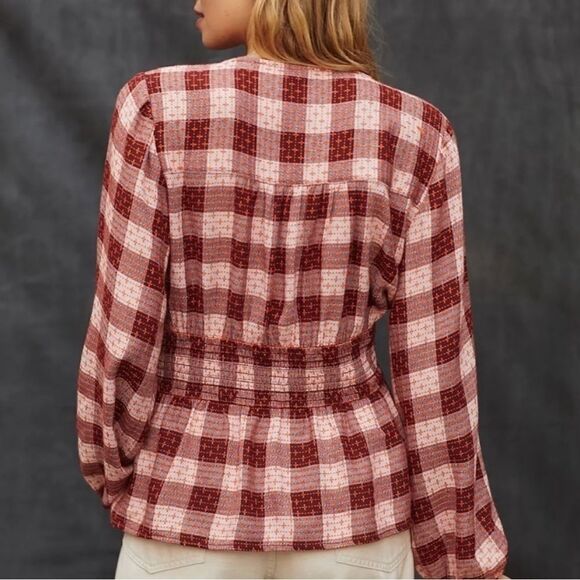 NWT Anthropologie Pilcro Deep-V Neck
Plaid Blouse Top Size L - Picture 3 of 10